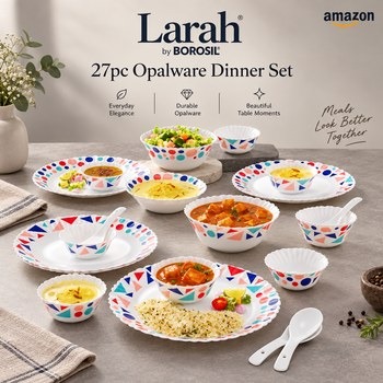 India Desire : Buy Larah by Borosil 27pc Opalware Dinner Set From Amazon [Regular Price Rs 3300]