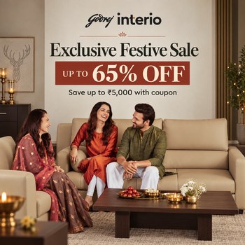 India Desire : Godrej Interio Exclusive Festive Sale: Upto 65% Off On Sofas, Beds, Wardrobes & Dining + Extra Rs 5000 Off With Coupon