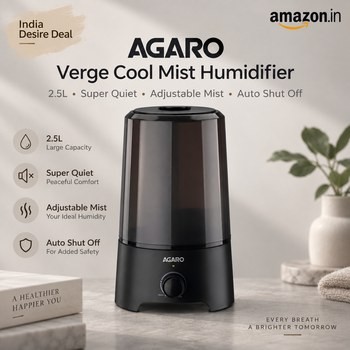 India Desire : Buy AGARO Verge Cool Mist Humidifier 2.5L At Rs 1799 From Amazon [Regular Price Rs 4999]
