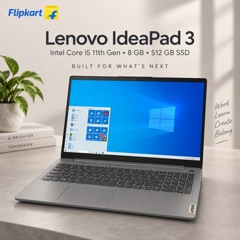 India Desire : Buy Lenovo IdeaPad 3 Intel Core i5 11th Gen 1135G7 (8 GB/512 GB SSD) Windows 11 Home 15ITL6 Thin & Light Laptop At Rs 50291 From Flipkart [Regular Price Rs 97890]