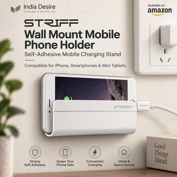 India Desire : Buy STRIFF Wall Mount Mobile Phone Holder Self-Adhesive Charging Stand At Rs 89 From Amazon [Regular Price Rs 599]
