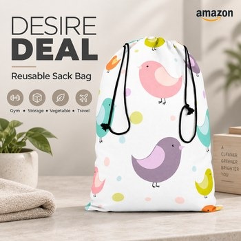 India Desire : Buy Reusable Sack Bag | Bag for Gym, Storage, Vegetable & Travel From Amazon [Regular Price Rs 729]