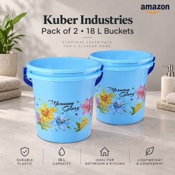 India Desire : Buy Kuber Industries Pack of 2 18 LTR Plastic Bathroom Bucket (Blue) From Amazon [Regular Price Rs 2199]