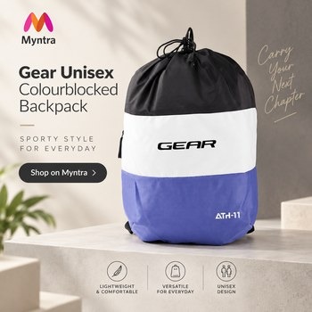 India Desire : Buy Gear Unisex Black & White Colourblocked Brand Logo Print Backpack At Rs 289 From Myntra [Regular Price Rs 999]