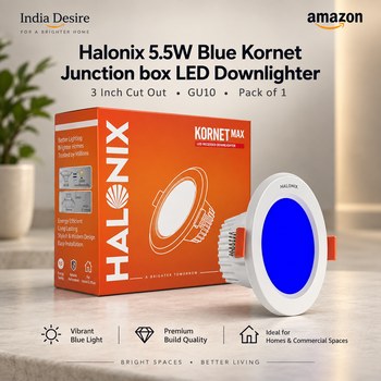 India Desire : Buy Halonix 5.5W Blue Kornet Junction LED Downlighter Pack Of 1 At Rs 114 From Amazon [MRP Rs 199]