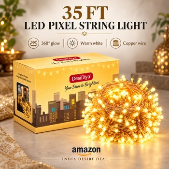 India Desire : Buy DesiDiya® 35 Feet Long LED Power Pixel Serial String Light, 360 Degree Light in Bulb | Copper Led Pixel String Light At Rs 85 From Amazon [Regular Price Rs 999]