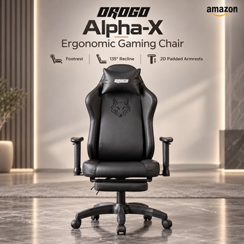 India Desire : Buy DROGO Alpha-X Ergonomic Gaming Chair with Footrest | Premium PU Leather with 135° Recline | 2D Padded Armrests | Computer Chair for Study | Office Chairs for Work from Home wit