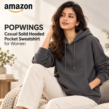 India Desire : Buy POPWINGS Casual Solid Hooded Pocket Sweatshirt for Women || Women Sweatshirts Casual Wear ||Latest Stylish Western Winter Wear Sweatshirts for Women At Rs 199 From Amazon [Regu
