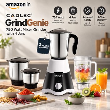 India Desire : Buy CADLEC GrindGenie 750 Watt Mixer Grinder with 4 Jars At Rs 1499 From Amazon [Regular Price Rs 3499]