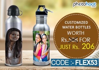 India Desire : Photohaat Offer : Get Upto 50 % Off + Additional 30% Discount On Customized Water Bottles 