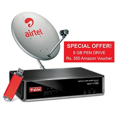 India Desire : Airtel DTH New Connection Offers : Get Airtel HD DTH With 8 GB Pendrive + Free Subscription + Free Recording At Rs 1290 From Snapdeal