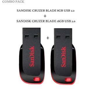 India Desire : Loot Deal: Buy Sandisk Combo of 2 MicroSD Card & SanDisk Cruzer Blade, 8GB & 16GB At Rs. 149 Only From Askmebazaar