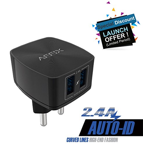 India Desire : Buy Affix Dual Port 2.4Amp Wall Charger Adapter with Smart Auto-ID Technology- Black at Rs. 199 from Amazon [Selling Price Rs 499]