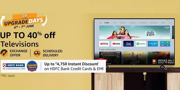 Amazon Tv Upgrade Days Get Upto 40 Off On Top Brand Tv 10 Instant Discount With Sbi Credit Card 16th 19th April 21