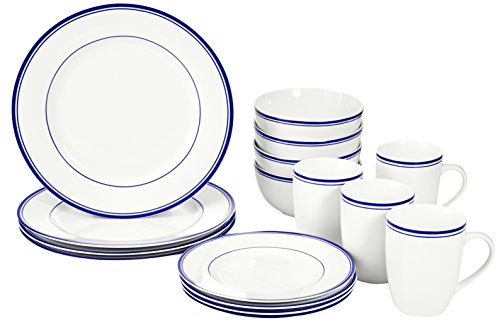 India Desire : Buy AmazonBasics 16-Piece Cafe Stripe Dinnerware Set (Blue) at Rs. 1481 from Amazon [Regular Price Rs 1699]