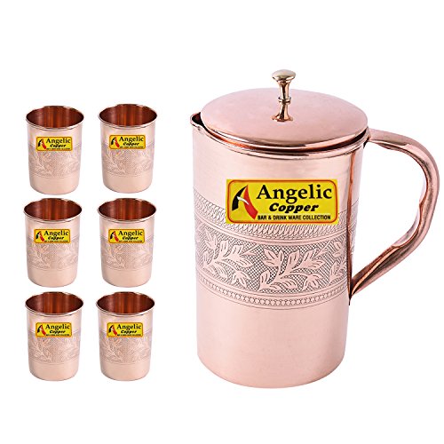 India Desire : Buy Angelic Copper Emborsed Jug with Glasses Set, Set of 6, Brown at Rs. 955 from Amazon