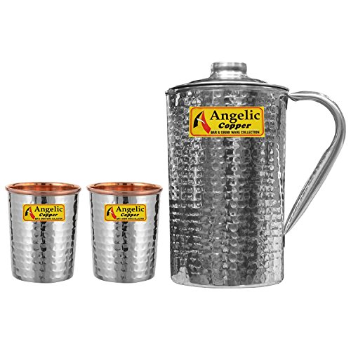 India Desire : Buy Angelic Copper Handmade Steel Jug with Glasses Set, Set of 2, Steel/Copper at Rs. 475 from Amazon