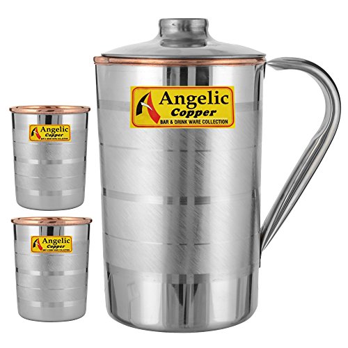 India Desire : Buy Angelic Copper Steel Jug with Glasses Set, Set of 2, Steel/Copper at Rs. 650 from Amazon [Regular Price Rs 1099]