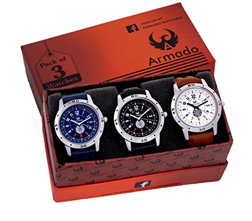 India Desire : Buy Armado AR-078BBW Combo Of 3 Stylish Analog Watch-For Men at Rs. 359 from Amazon [Selling Price Rs 599]