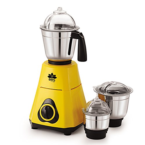 India Desire : Buy Bms Lifestyle Powermix Pm-01 550-Watt Mixer Grinder with 3 Stainless Steel Jars, Yellow at Rs. 991 from Amazon [Regular Price Rs 1599]