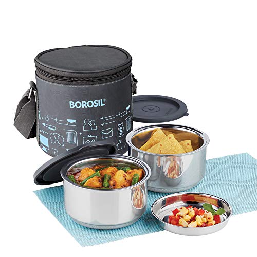 India Desire : Buy Borosil Carry Fresh Stainless Steel Insulated Lunch Box Set of 2, 280ml, Grey at Rs. 590 from Amazon [Regular Price Rs 748]