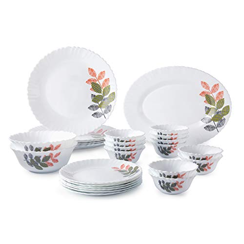 India Desire : Buy Amazon Brand - Solimo Opalware Dinner Set, 27 Pieces (Spring) at Rs. 1162 from Amazon [Regular Price Rs 2199]