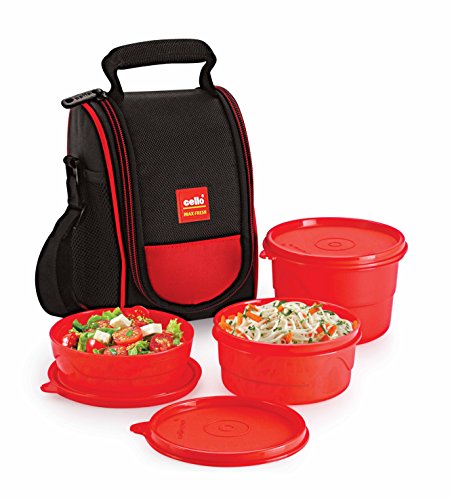 India Desire : Buy Cello Max Fresh Super Polypropylene Lunch Box Set, 225ml, 3-Pieces, Red at Rs. 281 from Amazon
