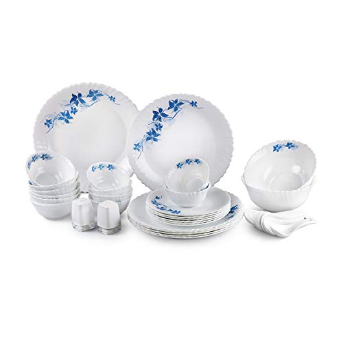 India Desire : Buy Cello Opalware Dazzle Blue Swirl Dinner Set, 35PCs, White at Rs. 1763 from Amazon