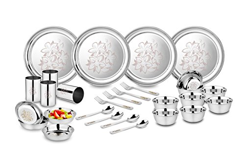 India Desire : Buy Classic Essentials Stainless Steel Glory Dinner Set, 28-Pieces, Silver at Rs. 1199 from Amazon [Regular Price @Rs 1499]