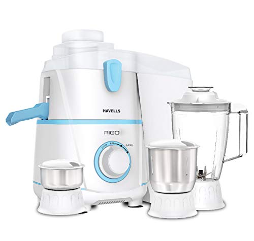 India Desire : Buy Havells Rigo 500 Watt Juicer Mixer Grinder with 3 Jar (White & Light Blue) at Rs. 2645 from Amazon
