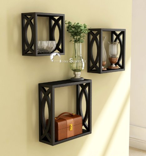 India Desire : Buy Home Sparkle MDF Wall Shelf | Cube Design Wall Mounted Shelves for Living Room - Set of 3 (Black) at Rs. 699 from Amazon