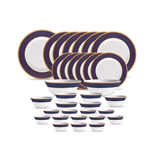 India Desire : Buy La Opala Regent Blue Sovrana Collection Opalware Dinner Set, 33 Pieces, White at Rs. 3219 from Amazon