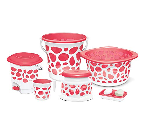India Desire : Buy Milton Duplex Spa 6 Round Printed Bathroom Set, Set of 6, Pink at Rs. 799 from Amazon