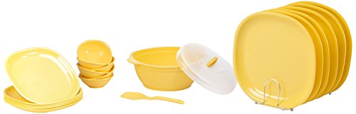 India Desire : Buy Signoraware Square Dinner Set, 21-Pieces, Yellow at Rs. 749 from Amazon