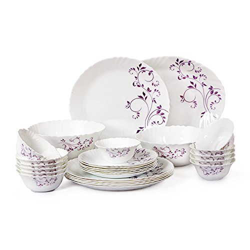 India Desire : Buy Cello Imperial Lilac Orchid Opalware Dinner Set, 27 Pieces, White at Rs. 986 from Amazon