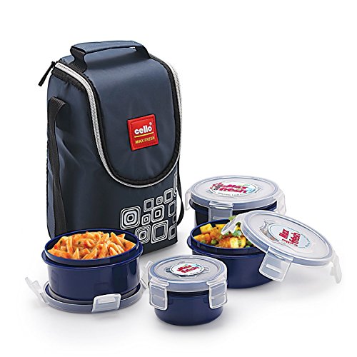 India Desire : Buy Cello Max Fresh Click Polypropylene Lunch Box Set, 4-Pieces, Blue at Rs. 100 from Amazon [Regular Price Rs 535]