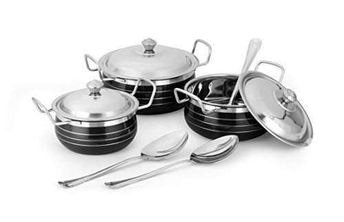 India Desire : Buy Classic Essentials Stainless Steel Handi Set, 6-Pieces, Black at Rs. 345 from Amazon