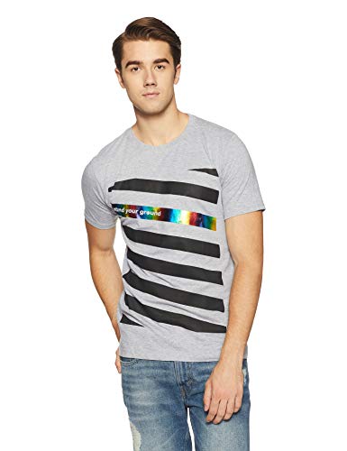 India Desire : Buy Cloth Theory Men's Striped Regular Fit T-Shirt (CTMCNSTS017_Grey Stripes_S) at Rs. 154 from Amazon