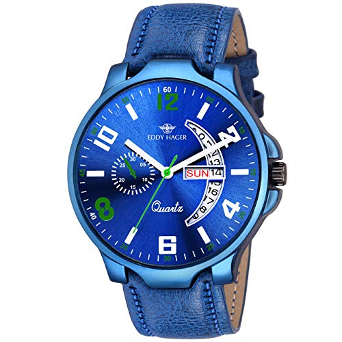 India Desire : Buy Eddy Hager Blue Day & Date Mens Watch EH-154-BL at Rs. 99 from Amazon