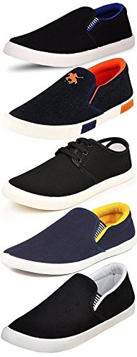 India Desire : Buy Ethics Men's Black, Blue, Orange, Yellow Synthetic Combo Of 5 Casual Shoes at Rs. 769 from Amazon