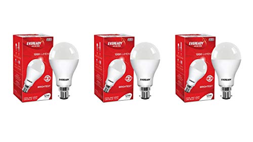 India Desire : Buy Eveready Base B22 12-Watt LED Bulb (Pack of 3, Cool Day White Light) at Rs. 364 from Amazon [MRP Rs 825]