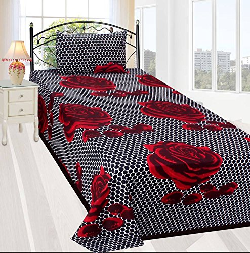 India Desire : Buy HFI 140 TC Cotton Single Bedsheet with 1 Pillow Cover - Red and Black at Rs. 128 from Amazon