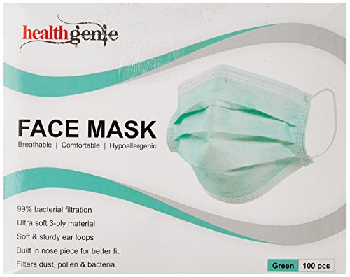 India Desire : Buy Healthgenie Disposable Elastic 3-Ply Face Mask - 100 Pieces (Green) at Rs. 206 from Amazon