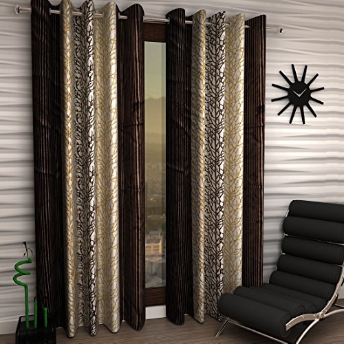 Buy Home Sizzler Abstract Eyelet Polyester Long Door Curtain Set 9ft