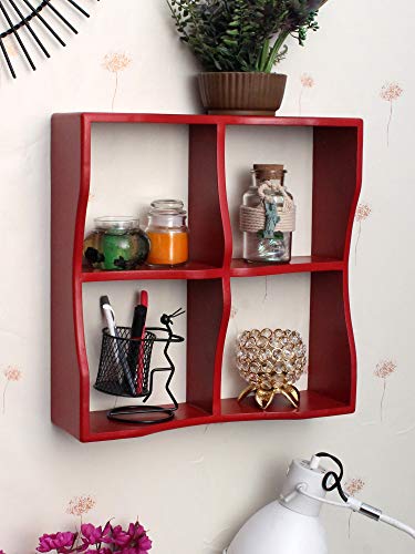 India Desire : Buy Home Sparkle Wooden Wave Book Shelf (Red) at Rs. 370 from Amazon