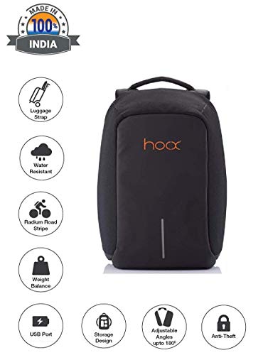 India Desire : Buy Hoox 16-inch Synthetic Anti Theft Business Bag with USB Charging Port and Music AUX Extension (Black) at Rs. 630 from Amazon