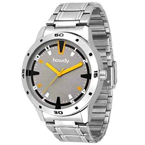 India Desire : Buy Howdy Analog Stainless Steel Strap Men's Watch (Yellow-Silver) at Rs. 149 from Amazon [Selling Price Rs 305]