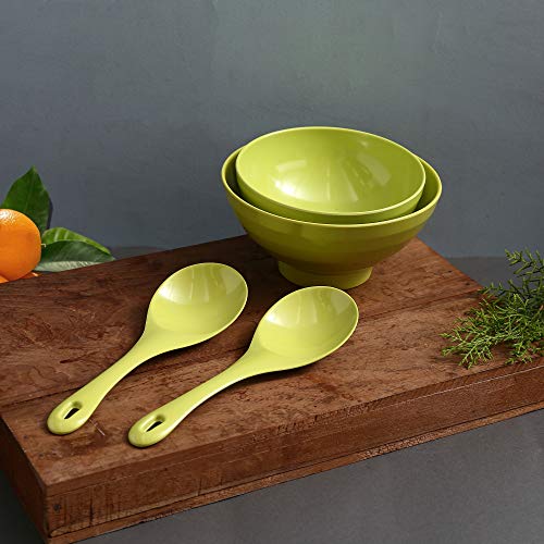 India Desire : Buy Iveo Melamine Serving Bowl and Spoon Set, 4-Pieces, Green at Rs. 153 from Amazon