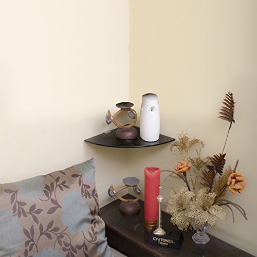 India Desire : Buy Klaxon Corner Glass Shelf - 9 * 9 Inches - Black (Without Railings) at Rs. 220 from Amazon