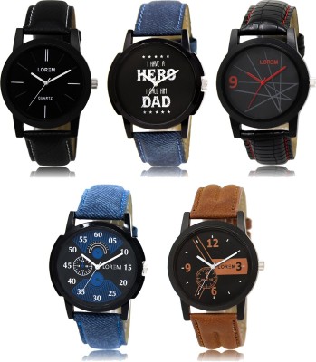 India Desire : Buy LOREM LK-1-2-5-7-8 Multicolor Designer pack of 5 Analog Watch  - For Men at Rs. 325 from Flipkart
